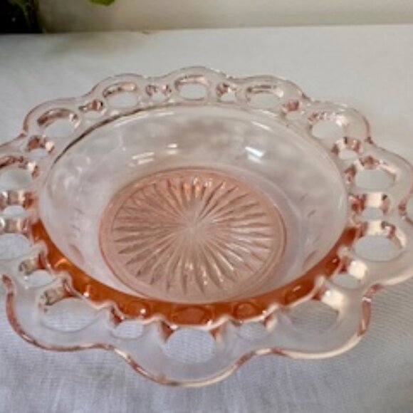 Anchor Hocking Old Colony Lace Edge Pink Depression Glass Bowl Vintage - Picture 2 of 4